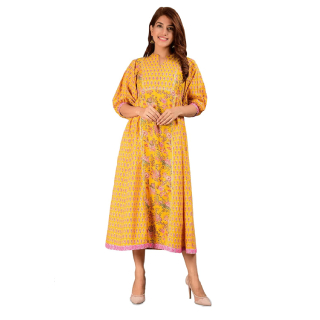 kashana Women's Cotton Multi Color Printed 3/4 Sleeve Casual Ladies Kurti Dress